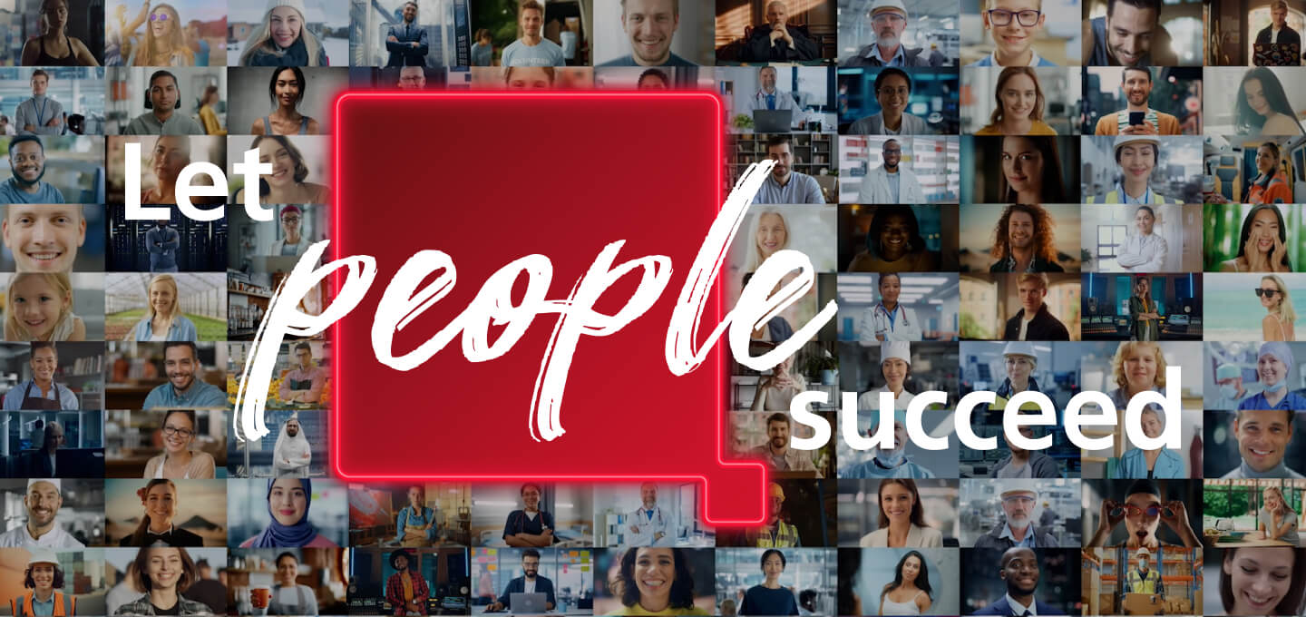 Let People Succeed logo with two woman smiling in the background